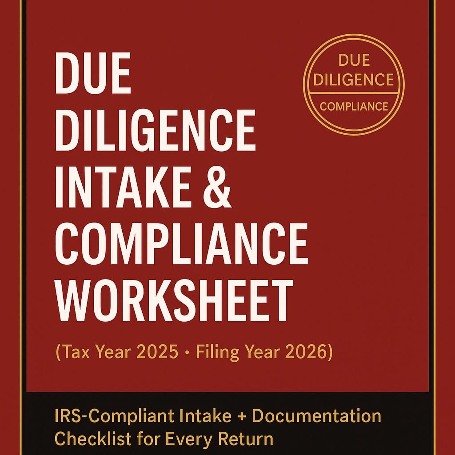 Tax Due Diligence Intake Worksheet - Etsy