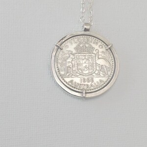 Pre-decimal Australian Florin Handmade Pendant with sterling silver bezel and chain image 2