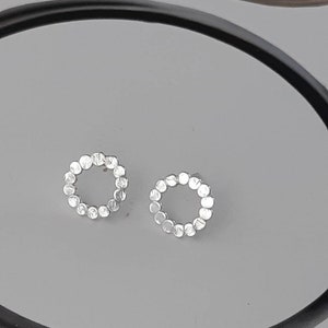 Sterling silver Circle stud earrings. Handmade Stud earrings. Circle Studs. Solid Silver 925.