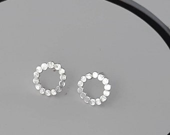 Sterling silver Circle stud earrings. Handmade Stud earrings. Circle Studs. Solid Silver 925.