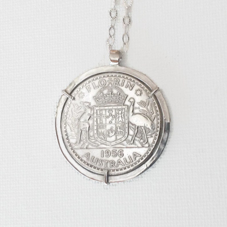 Pre-decimal Australian Florin Handmade Pendant with sterling silver bezel and chain image 3