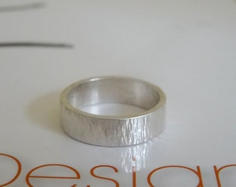 Handmade ring- patterned organic ring-5mm sterling silver ring-Modern wedding, dress solid ring-925