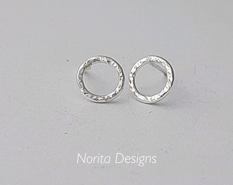 Sterling Silver Stud, Minimalist, Dainty, Hand-Forged Earrings, Handmade by Norita Designs