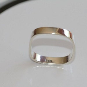 3mm Square Sterling Silver Ring,Handmade Ring. Modern. Simple. Square ring. Square Wedding Ring image 1