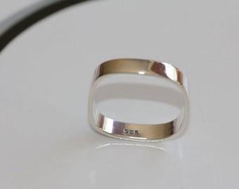 3mm Square Sterling Silver Ring,Handmade Ring. Modern. Simple. Square ring. Square Wedding Ring