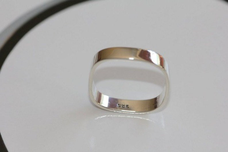 3mm Square Sterling Silver Ring,Handmade Ring. Modern. Simple. Square ring. Square Wedding Ring image 1