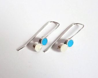 Tiny delicate urban Sterling Silver and Polymer clay earrings