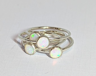 Sterling Silver or 14k Gold Filled Opal Ring, Hand-made Ring, Birthstone Ring, Stacking Ring.