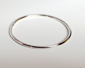 3mm Handmade Solid Bangle, Sterling Silver Bangle, Fully Round Bangle