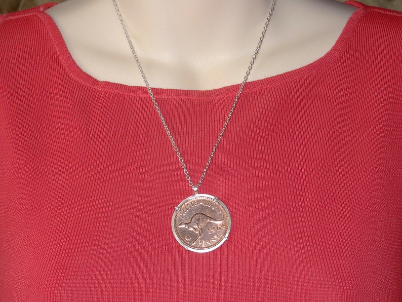 Australian penny handmade sterling silver pendant Birthday anniversary-keepsake-Copper coin image 5