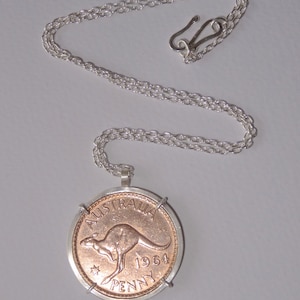 Australian penny handmade sterling silver pendant Birthday anniversary-keepsake-Copper coin image 1