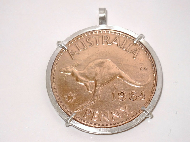 Australian penny handmade sterling silver pendant Birthday anniversary-keepsake-Copper coin image 2