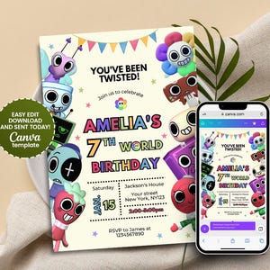 Invito di compleanno Dan-dy World / Modello di festa stampabile e modificabile, download immediato