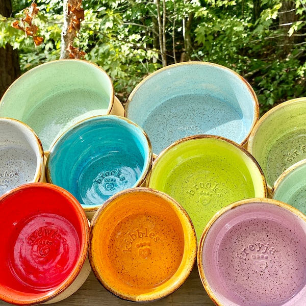 Personalized Ceramic Pet Bowl: Custom Pottery Food & Water Dish