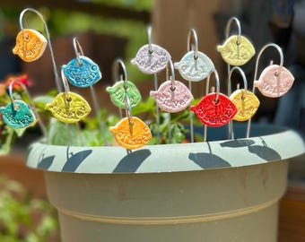 Pendant garden herb markers with metal stake: Tag, Label ~ plant, gardener gift