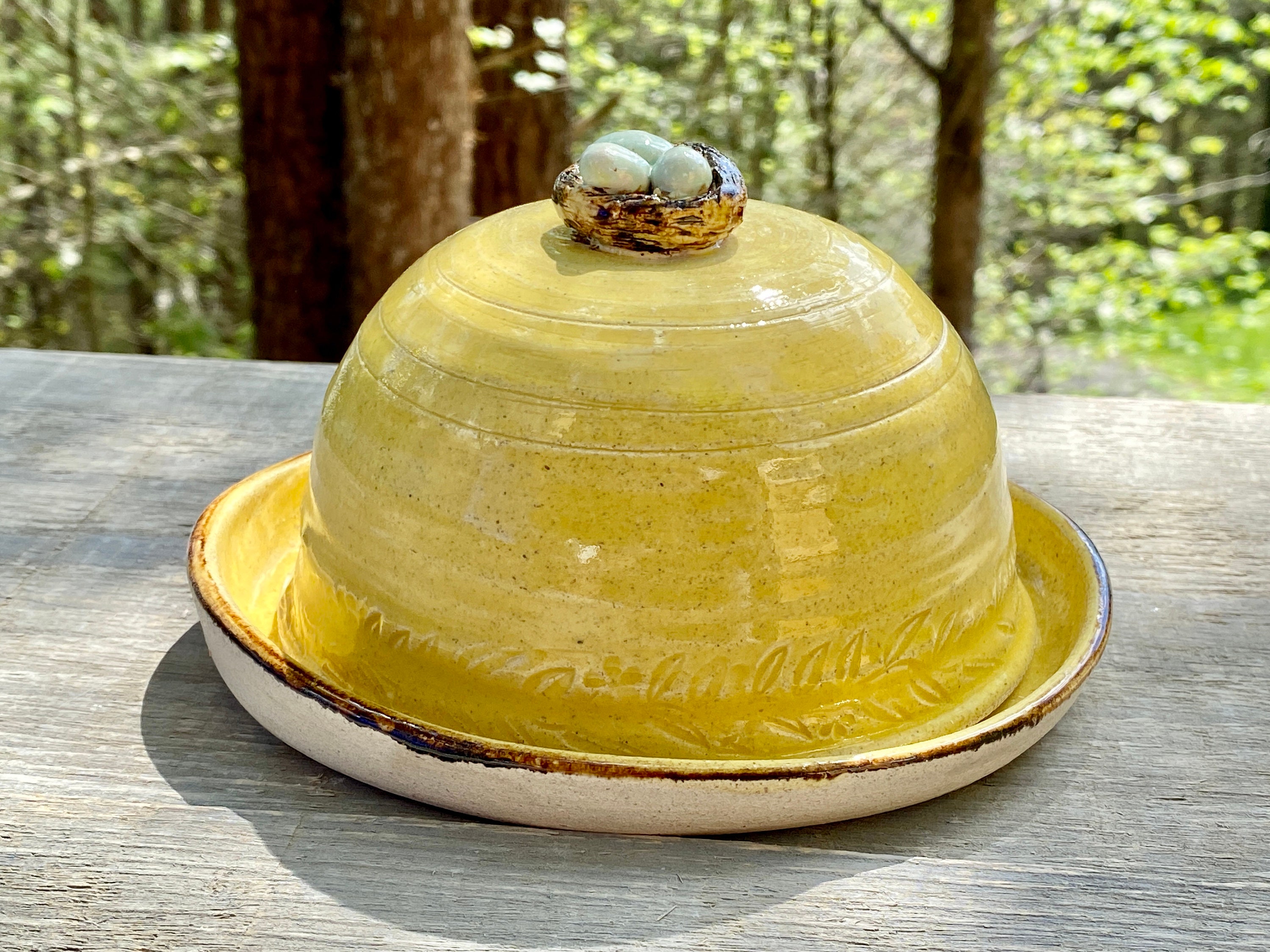 Stoneware Ceramic Pottery Butter Dish Dandelion Yellow Etsy