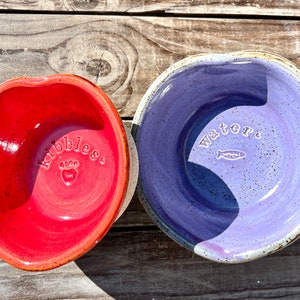 Custom Order Heart-Shaped Pet Dish Ceramic Pottery Bowls Plates Cat Dog Bunny Rabbit, personalized ~ Food, Water