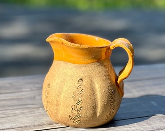 Stoneware Ceramic Pottery Pitcher, Vase ~ pumpkin ~ fall, autumn, orange