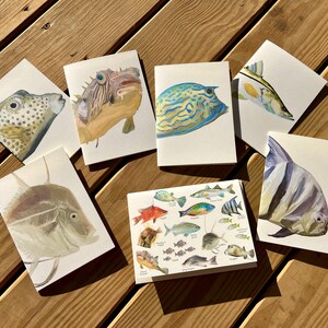 "Grußkarten, Grußkarten, Grußkarten ""Golf von Mexiko Fische: Arten"" Karten, Schnapper, Grunzen, Kugelfische, digitale Aquarell Drucke."