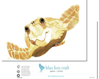 Watercolor Art/Prints, Greeting Cards, Stationery, Note Cards: Loggerhead Sea Turtle