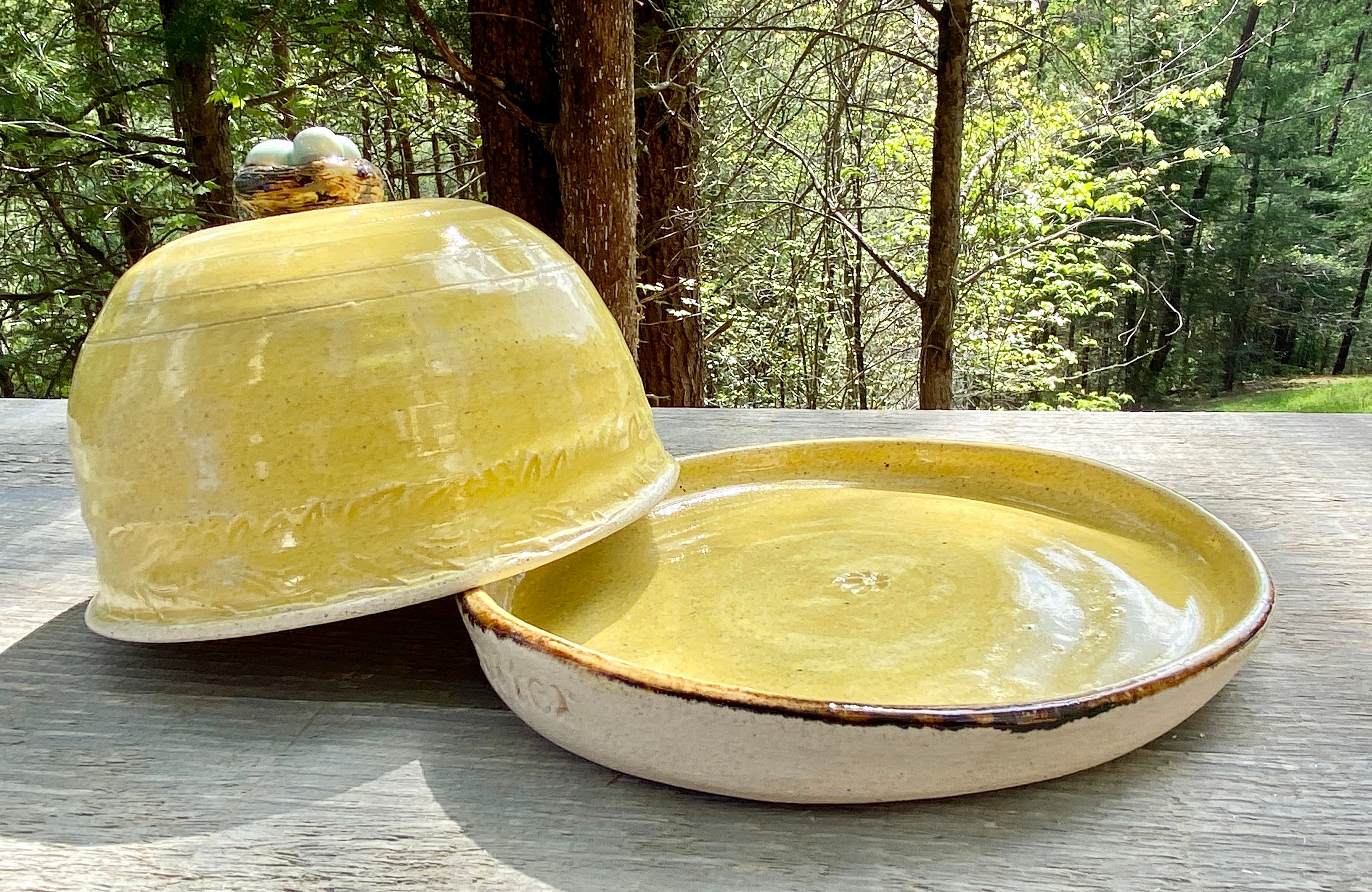 Stoneware Ceramic Pottery Butter Dish Dandelion Yellow Etsy