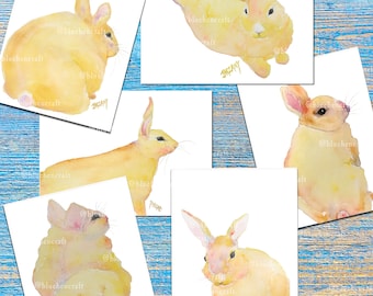 Watercolor Art/Prints, Greeting Cards, Stationery, Note Cards: Rabbits, Bunnies, Wild Hares