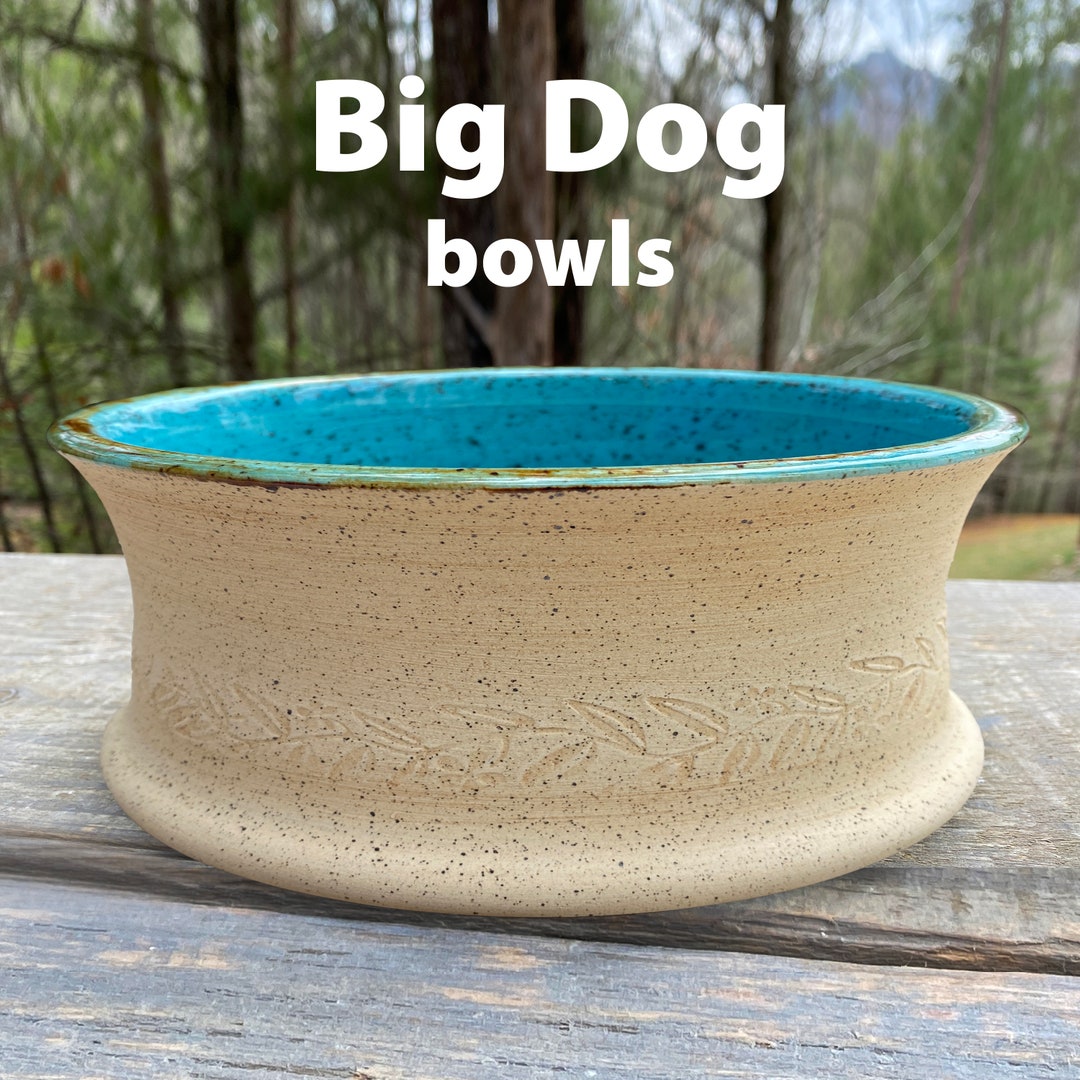 Custom Big Dog Pet Food Bowl, Ceramic Pottery Personalized Dog Dish