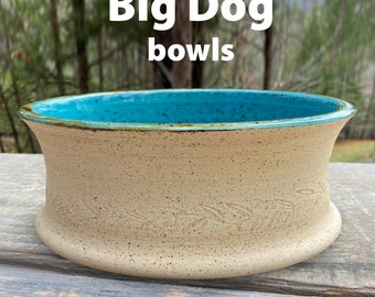 Custom Big Dog Pet Food Bowl, Ceramic Pottery Personalized Dog