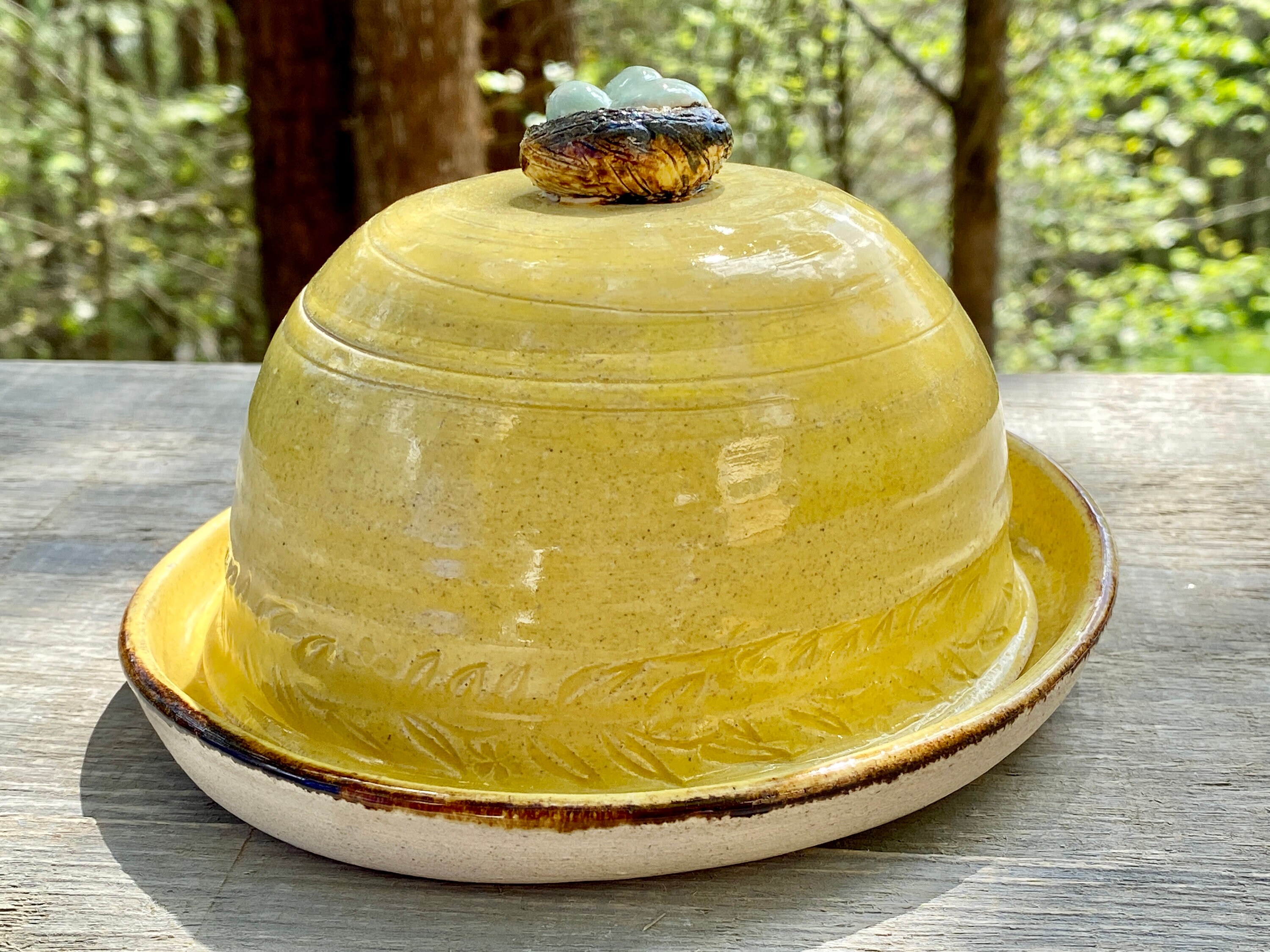 Stoneware Ceramic Pottery Butter Dish Dandelion Yellow Etsy