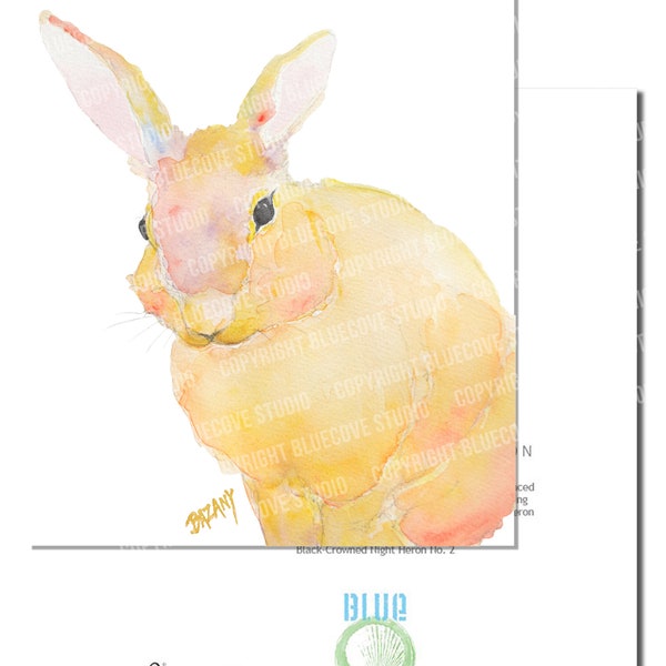 Blythe Island Bunny Watercolor Print Cards, Signed Prints: "Begging Bunny"