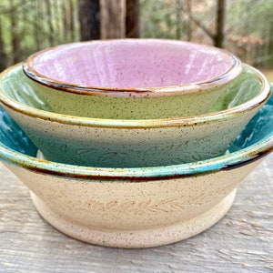 Custom Order FLARE-TOP pet bowl, personalized Ceramic pottery dish, Cat Dog Bunny Rabbit Mouse Rat Guinea Pig Dish, Food, Water image 1