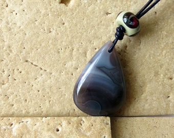 Grey Agate and Lampwork Glass Necklace I