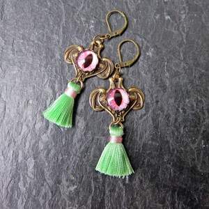 The Eyes Have It Brass and Tassel Earrings with Eyes zdjęcie 1