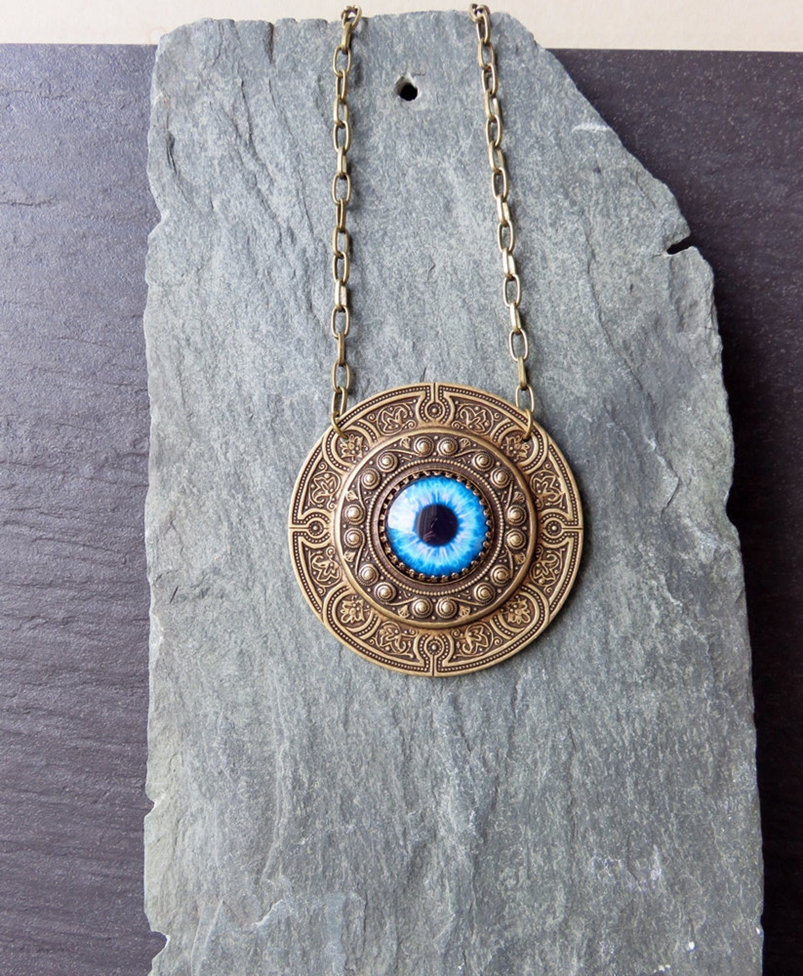 IRIS Statement Eye Necklace in Brass Ox Finish Etsy