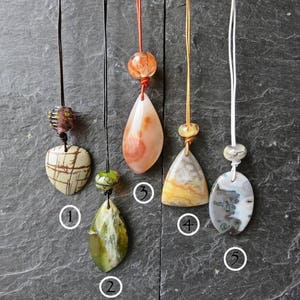 Polished Stone and Lampwork Glass necklace chose your favourite 画像 4