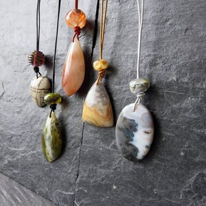 Polished Stone and Lampwork Glass necklace chose your favourite image 3