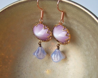 Lilacs  - Vintage Glass Earrings