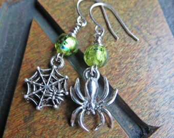 Spider and Web Earrings