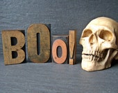 BOO - Large Vintage Letterpress Word for Halloween