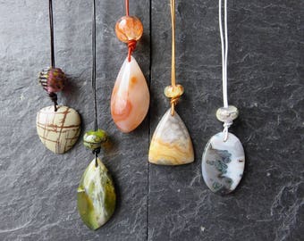 Polished Stone and Lampwork Glass necklace - chose your favourite!