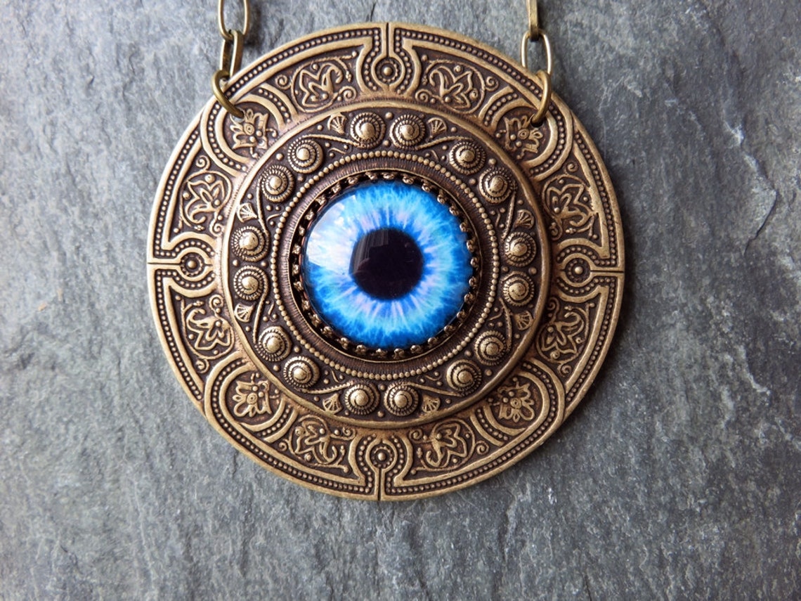 IRIS Statement Eye Necklace in Brass Ox Finish Etsy