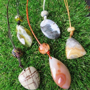 Polished Stone and Lampwork Glass necklace chose your favourite 画像 2