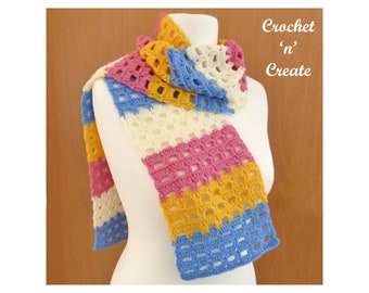 Crochet Spring Box Scarf Crochet Pattern (DOWNLOAD) CNC342