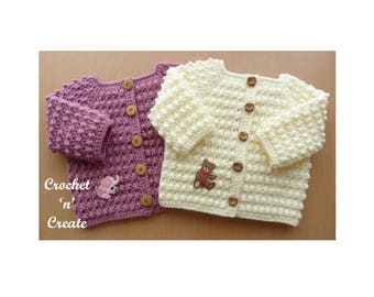 Knobbly Baby Cardi Crochet Pattern 
