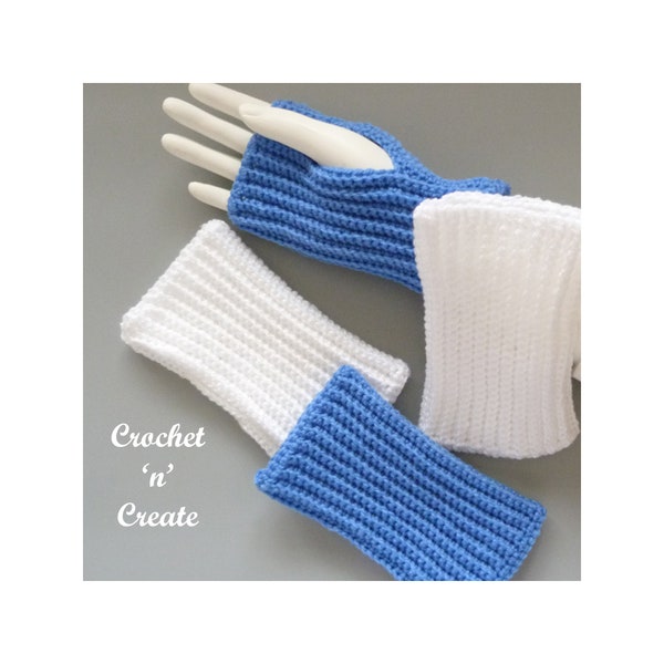 Crochet Ridged Fingerless Gloves Pattern (DOWNLOAD) CNC479