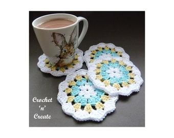Crochet Cotton Granny Coaster Crochet Pattern (DOWNLOAD) CNC177