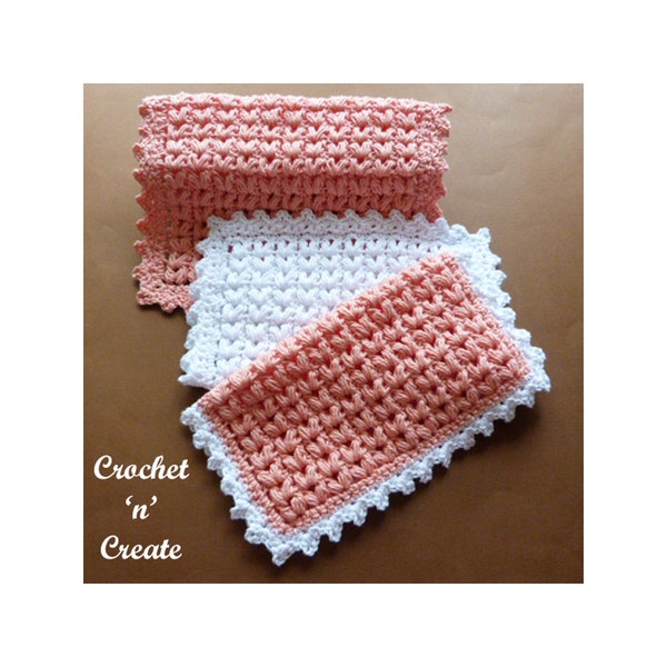 Puff Stitch Dishcloth Crochet Pattern (DOWNLOAD) CNC73