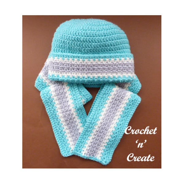 Crochet Child's Woven Scarf-Hat Crochet Pattern (DOWNLOAD) CNC145