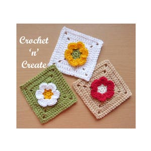 Flower Granny Square Crochet Pattern (DOWNLOAD) CNC62