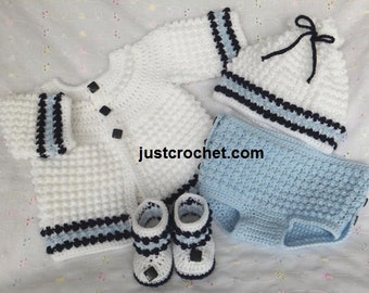 Boys coat, nappy cover, hat and boots Baby Crochet Pattern (DOWNLOAD) 93